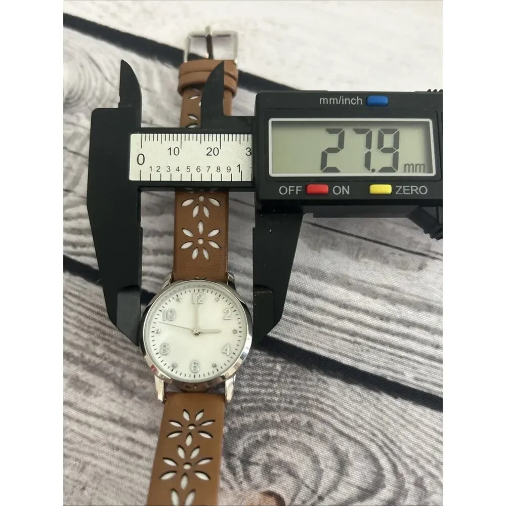 Silver Tone White Dial Brown Band Women’s Quartz Watch